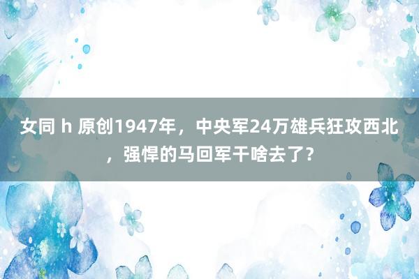 女同 h 原创1947年，中央军24万雄兵狂攻西北，强悍的马回军干啥去了？