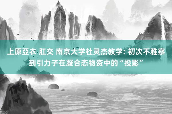 上原亞衣 肛交 南京大学杜灵杰教学: 初次不雅察到引力子在凝合态物资中的“投影”