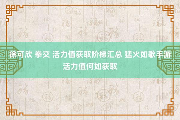 徐可欣 拳交 活力值获取阶梯汇总 猛火如歌手游活力值何如获取