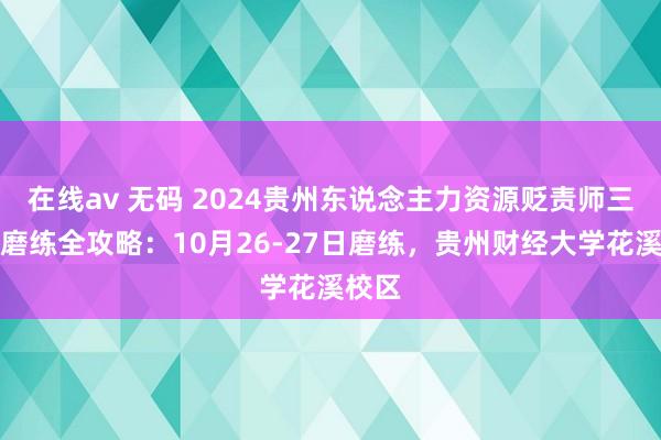 在线av 无码 2024贵州东说念主力资源贬责师三四级磨练全攻略：10月26-27日磨练，贵州财经大学花溪校区