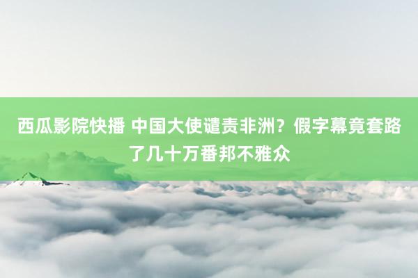 西瓜影院快播 中国大使谴责非洲？假字幕竟套路了几十万番邦不雅众